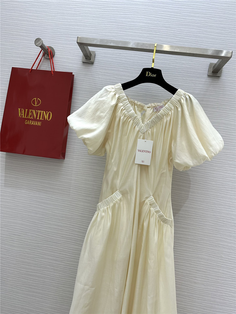 Va1e*ntin0 v neck puff sleeve dress replicas clothes