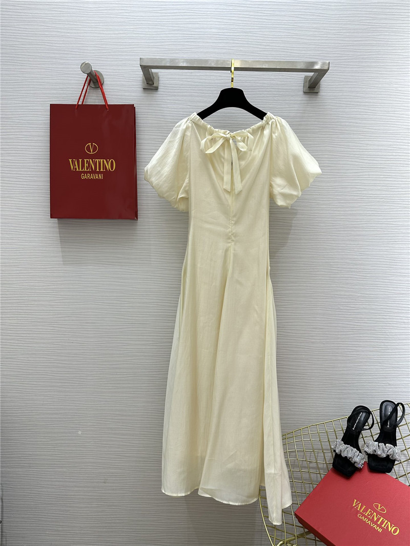 Va1e*ntin0 v neck puff sleeve dress replicas clothes