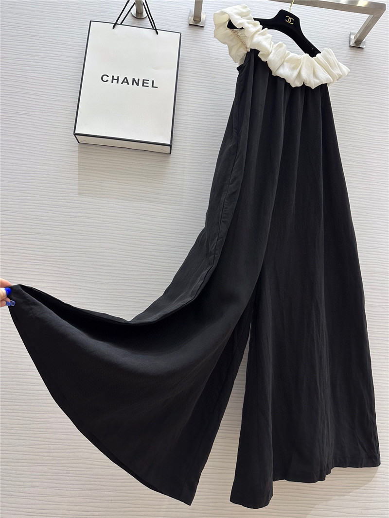 Ch**el one-shoulder silk and linen jumpsuit replica clothing