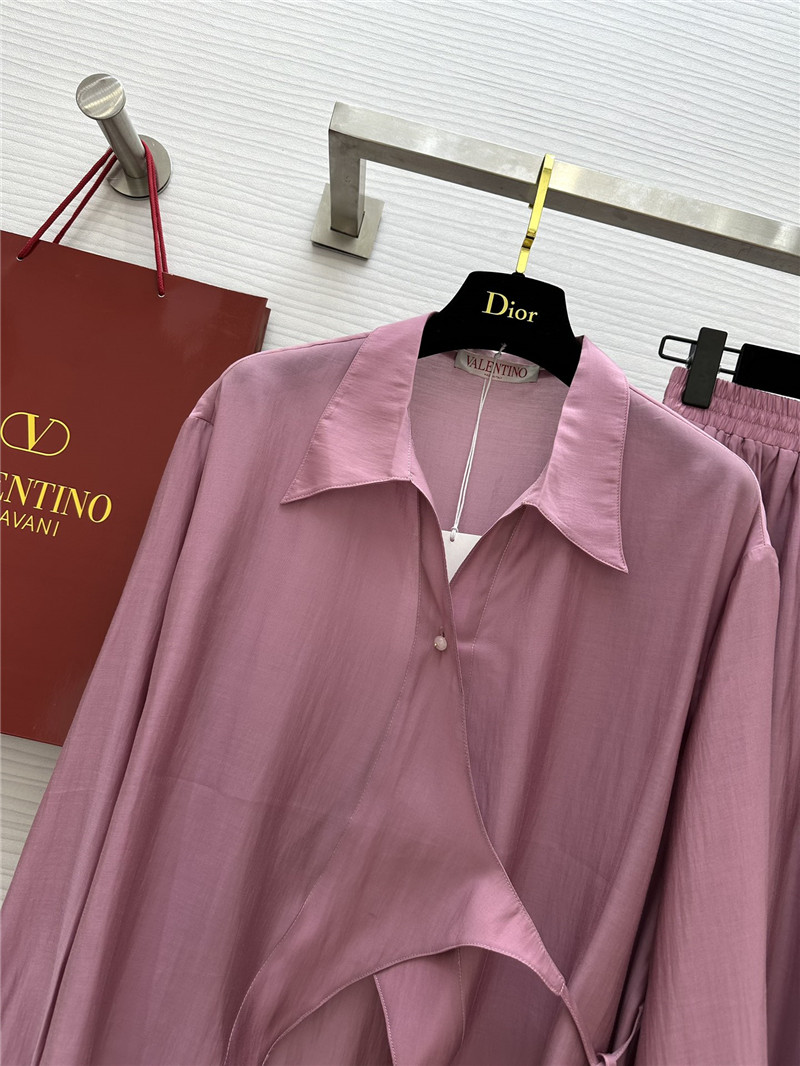 Va1e*ntin0 lapel irregular tie shirt + a-line skirt suit replica clothes