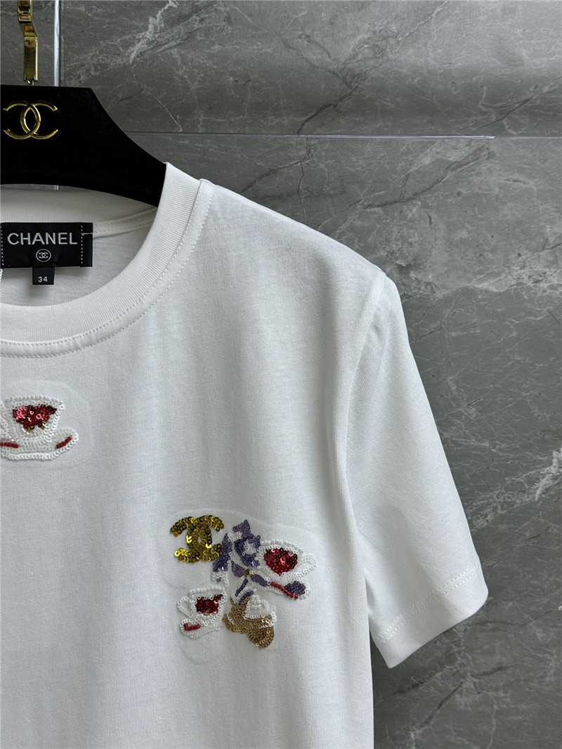 Ch**el sequin embroidered t-shirt replicas clothes