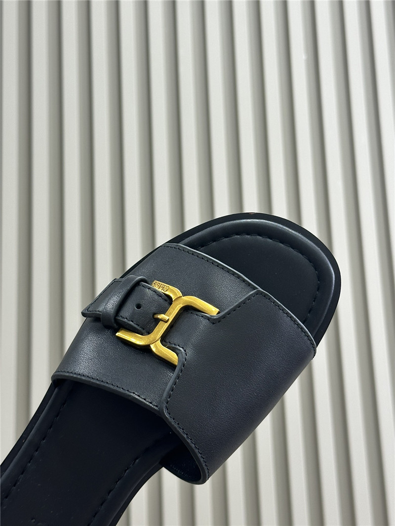 Chloé Marcie Black Leather Slides