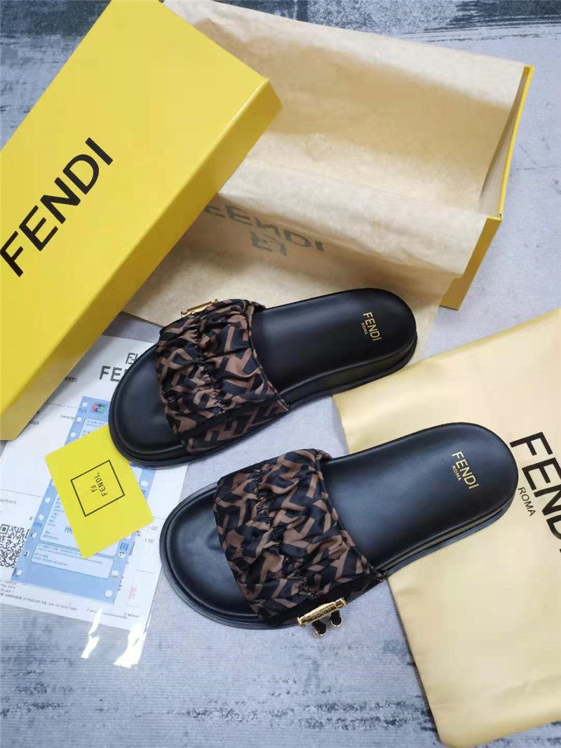 F**di wide strap flat slippers replica shoes