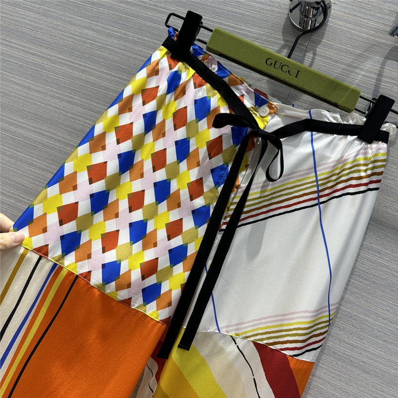 Gvc*1 patchwork printed silk trousers replica d&g clothing