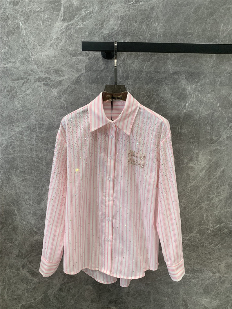 M1um1u letter striped long-sleeved shirt replica d&g clothing