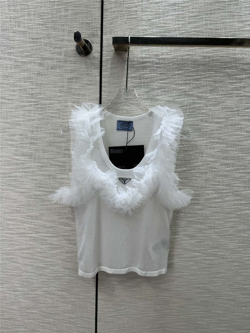 Pra*a mesh stitching see-through small vest replica d&g clothing