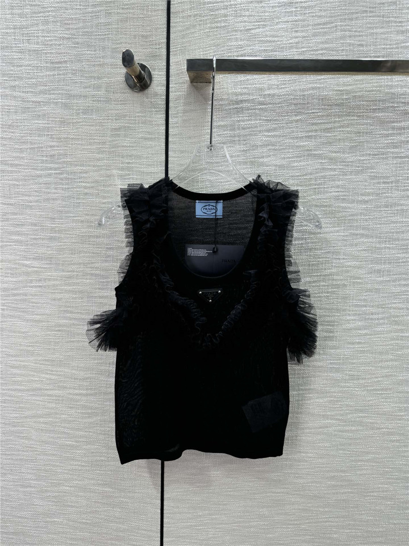 Pra*a mesh stitching see-through small vest replica d&g clothing
