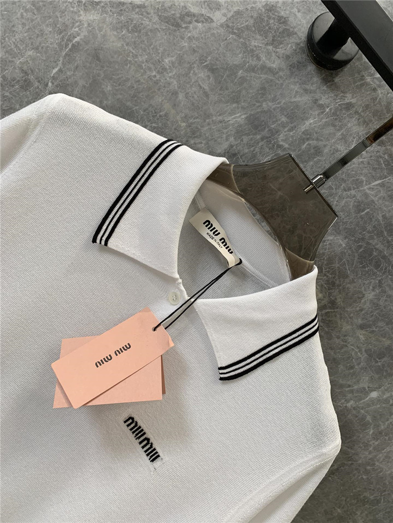M1um1u high-end lapel knitted top replica clothing