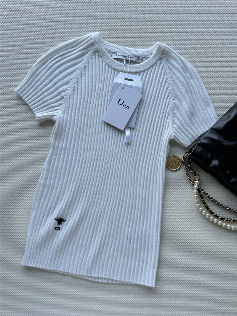 D10r knitted striped short-sleeved top replica designer clothes