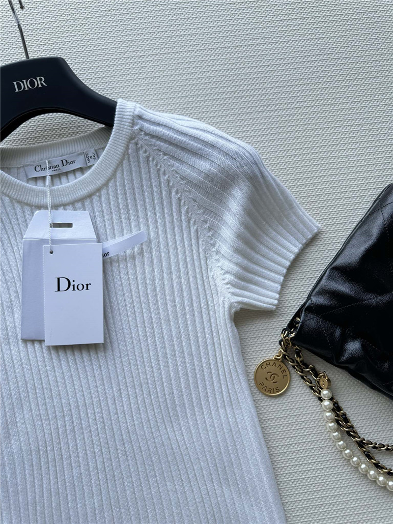 D10r knitted striped short-sleeved top replica designer clothes