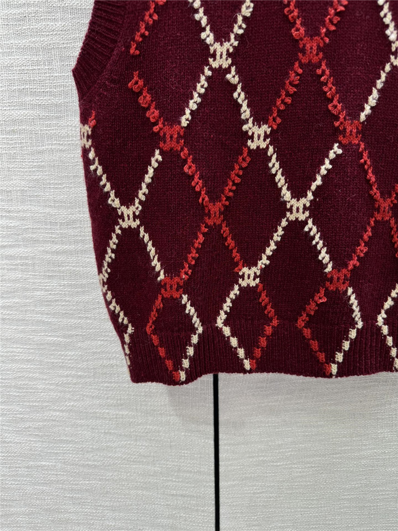 ch**el D1am0nd jacquard knit vest red