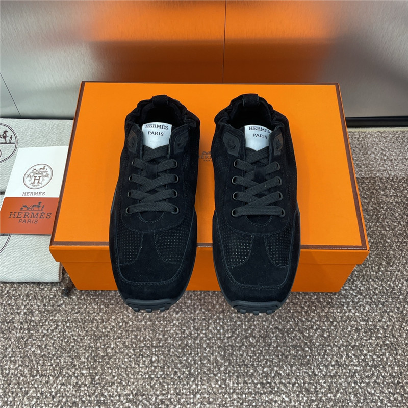 H**me5 black flat round toe lace-up sneakers