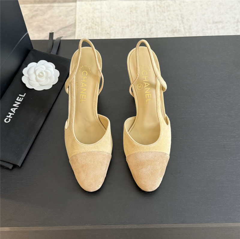 Ch**el slingback sandals in suede beige
