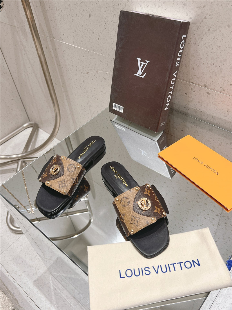 l0vis Vvtt0n lv frame flat mule cacao