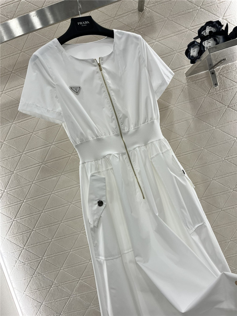 Pra*a zipper short sleeve dress replica clothing sites