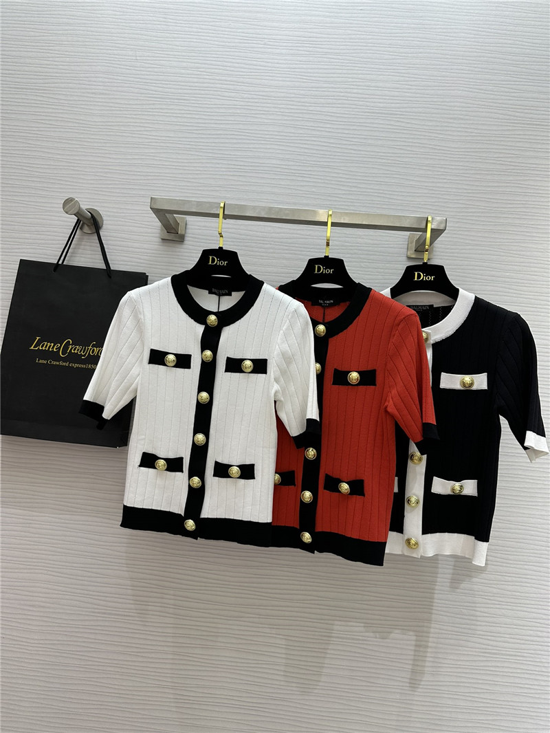 Balmain Black Cropped Cardigan Black