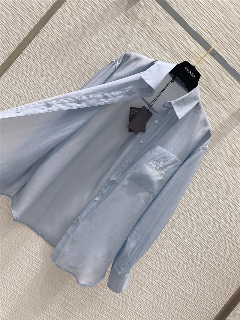 Pra*a silk cotton light micro-transparent shirt replica clothes
