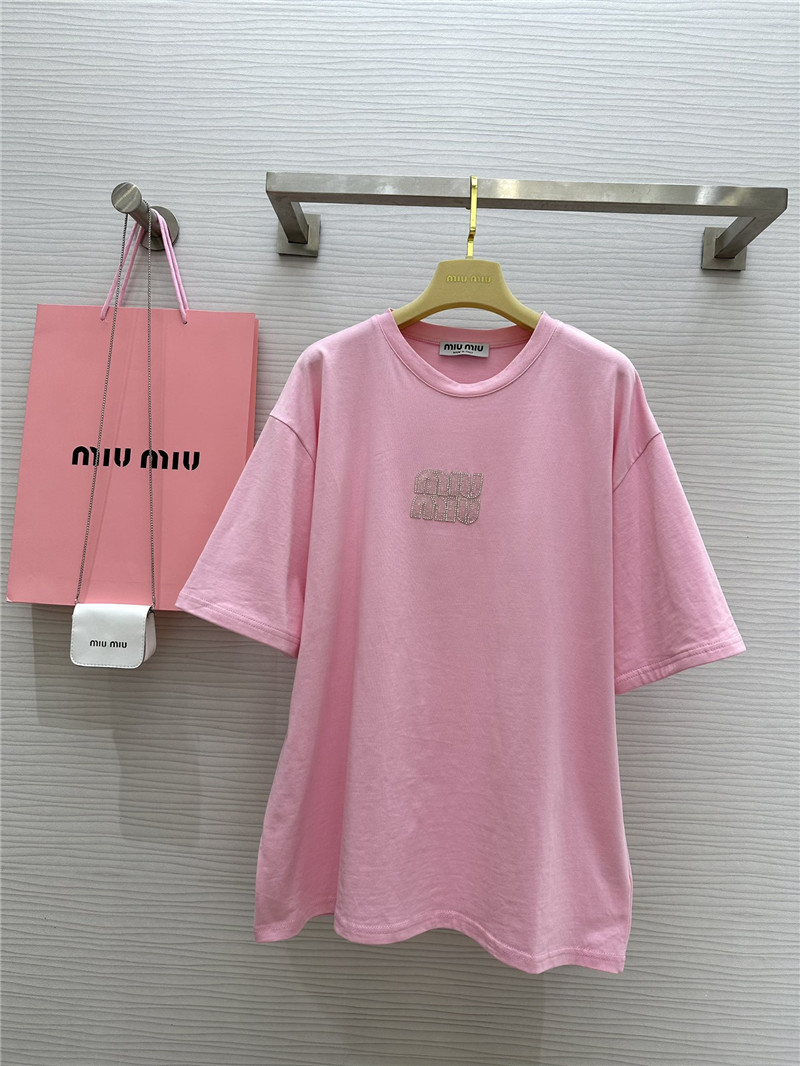M1um1u beaded contrast color t-shirt replica clothing sites