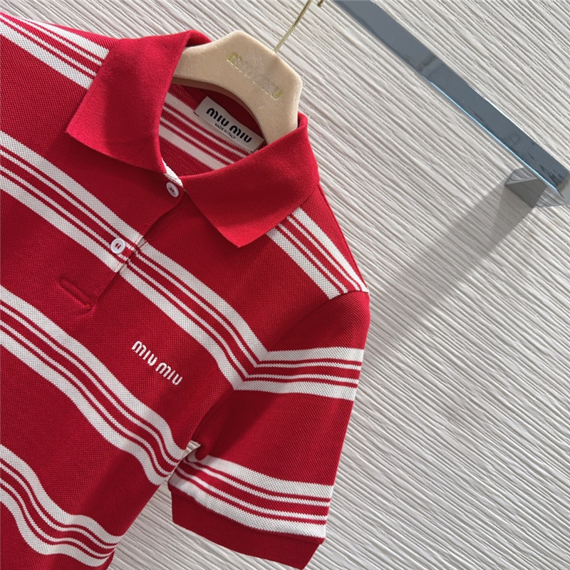 M1um1u contrast striped polo top replica d&g clothing