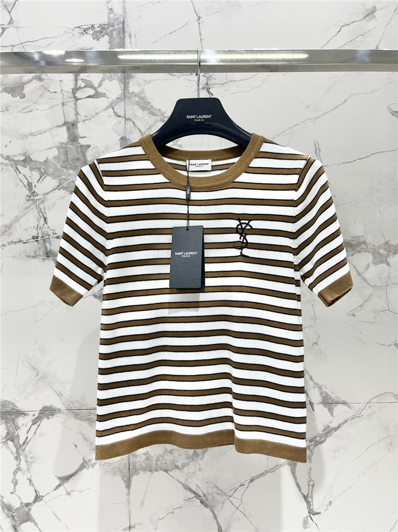 Y51 round neck classic striped knitted short sleeves replica clothes