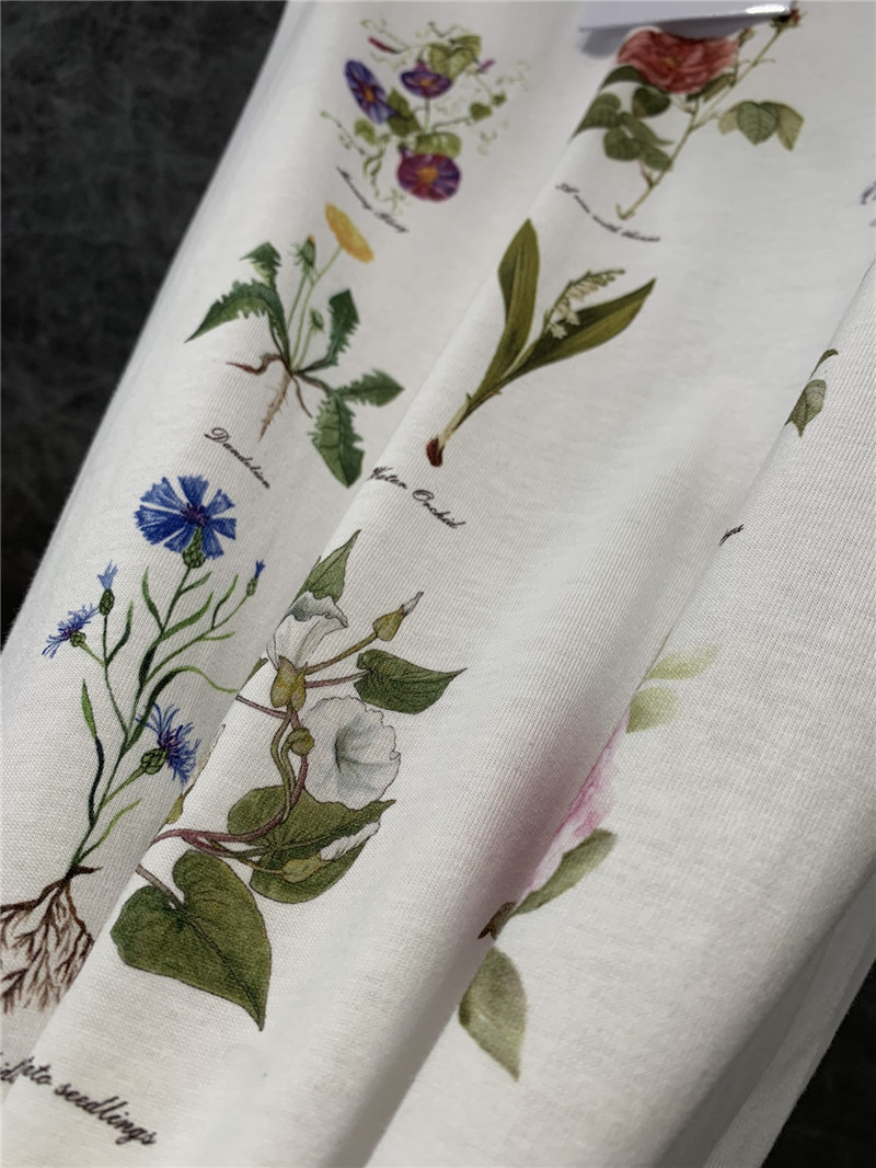 D10r plant print round neck short sleeve t-shirt replica clothing