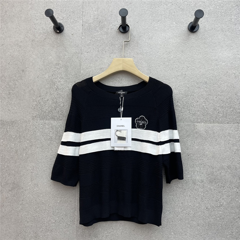 Ch**el round neck striped short sleeve replica clothing sites