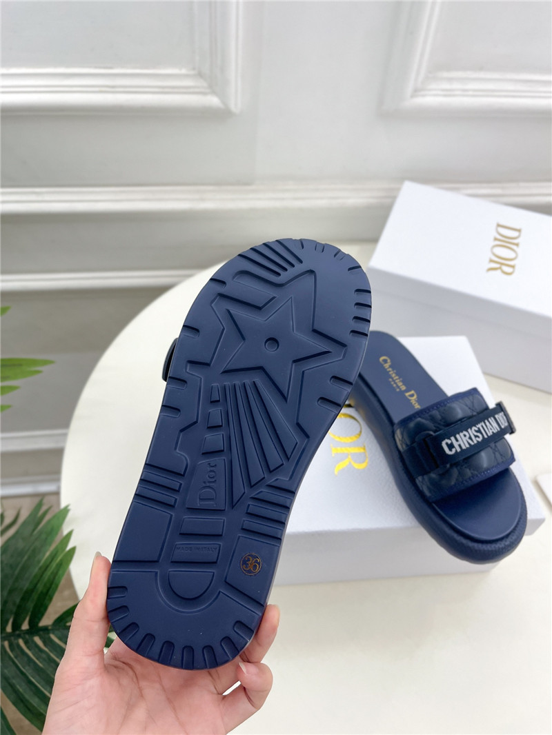 Dio(r)evolution Slide Glitter Tech Navy Quilted Leather