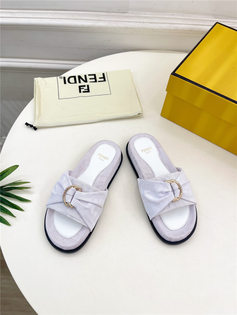 F**di feel white ff jacquard slides