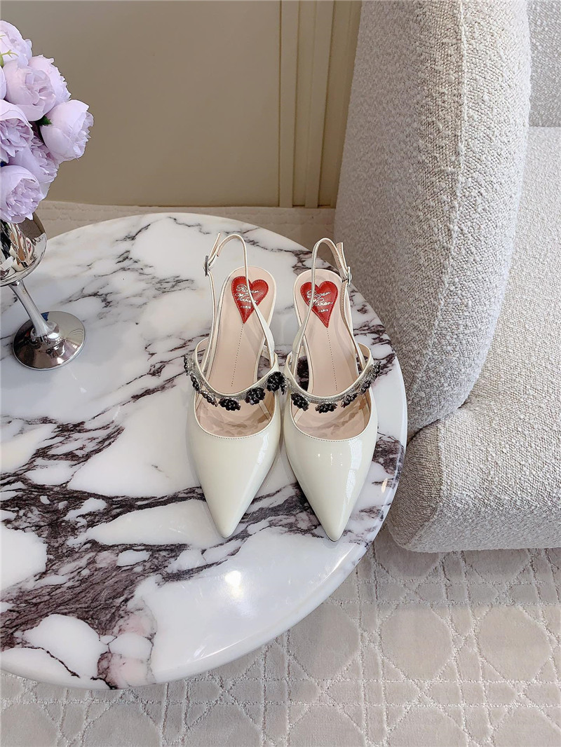 roger u1u1er virgule flower ivory patent slingback pumps