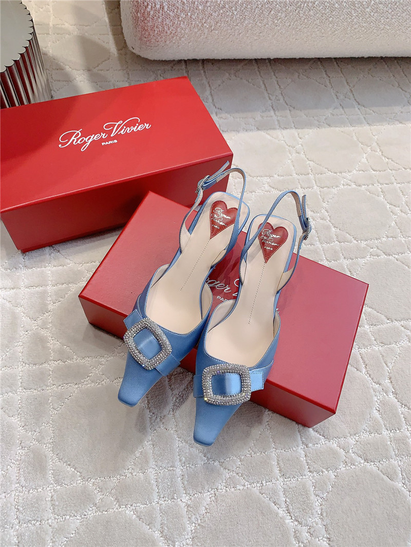 roger u1u1er viv’ canard satin blue slingback pumps