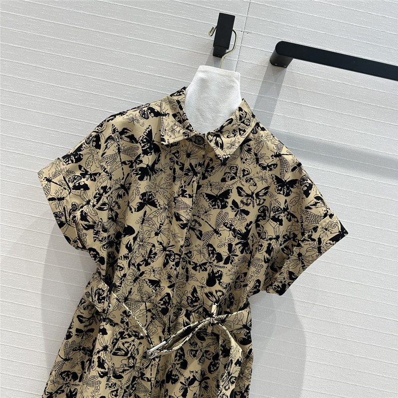 D10r black butterfly print khaki dress replica designer clothes