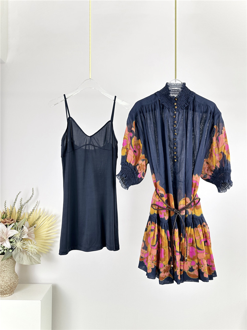 zimm high collar lantern sleeve mini dress replicas clothes