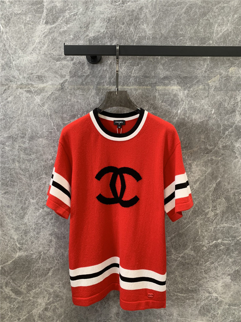 Ch**el red double c short-sleeved top replica clothing