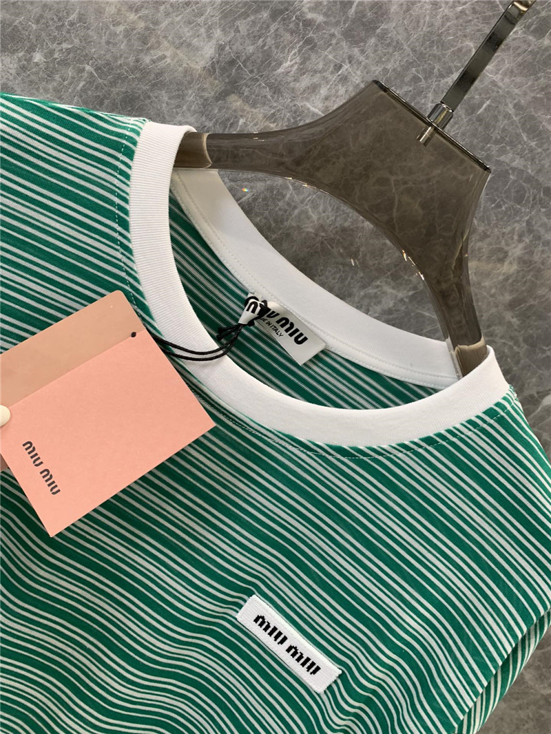 M1um1u micro logo striped round neck long sleeve replicas clothes