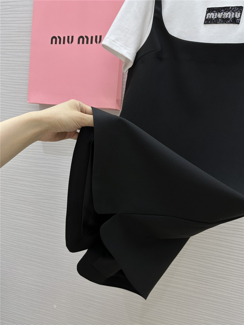 M1um1u fake two piece stitching design dress replica designer clothes