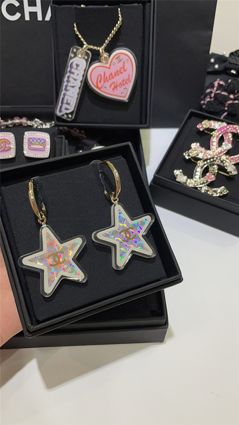 Ch**el five-pointed star resin earrings