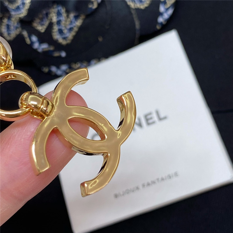 Ch**el pearl double c necklace