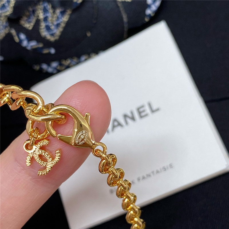 Ch**el pearl double c necklace