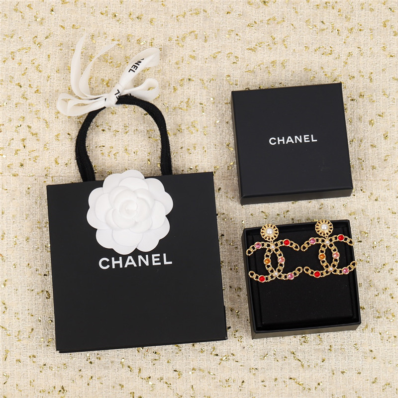 ch**el double c colored D1am0nd earrings