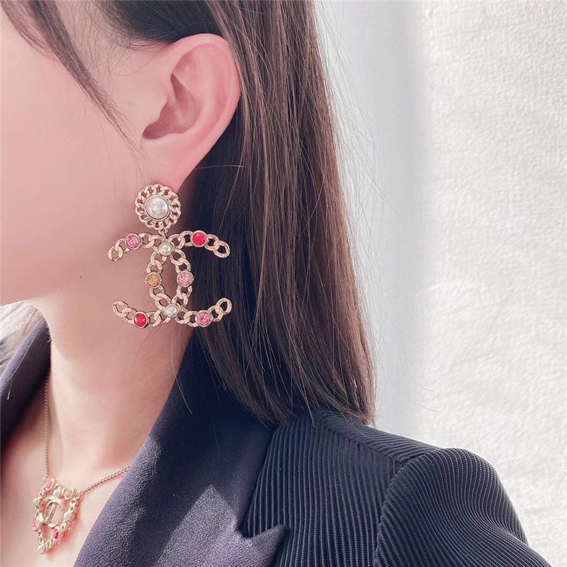 ch**el double c colored D1am0nd earrings