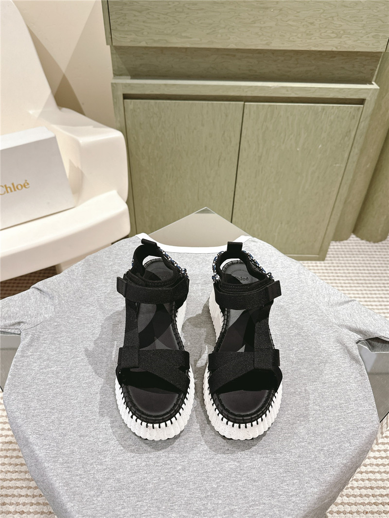 Chloé Nama Wedge Sandal in Black