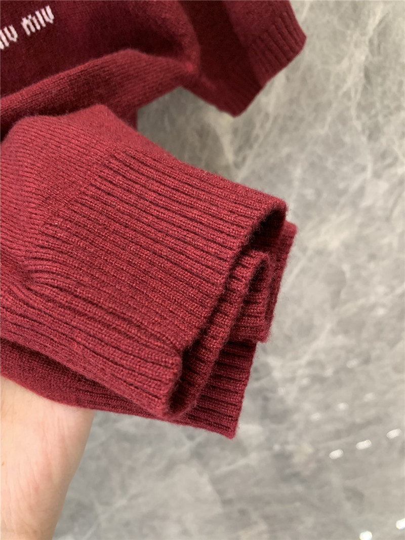 M1um1u burgundy short-sleeved sweater replica clothes