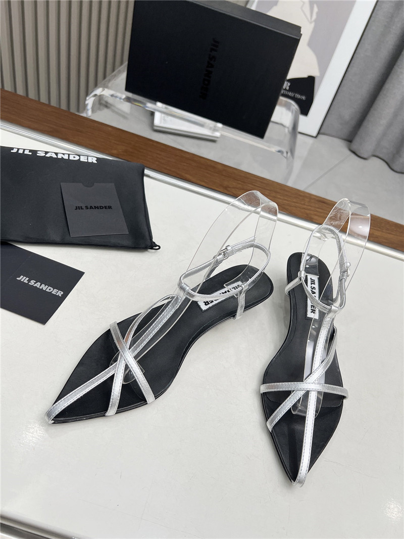 Jil Sander Ivory Calfskin Pointed Flat Sandals