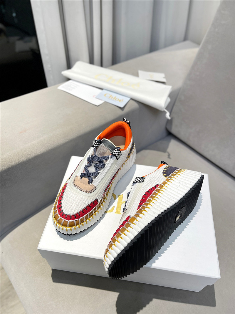 Chloé Lace-Up Rainbow Sneakers Orange