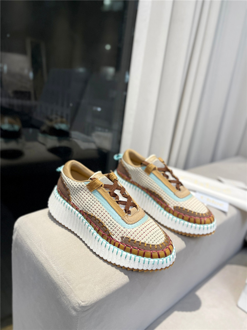 Chloé Lace-Up Rainbow Sneakers Brown