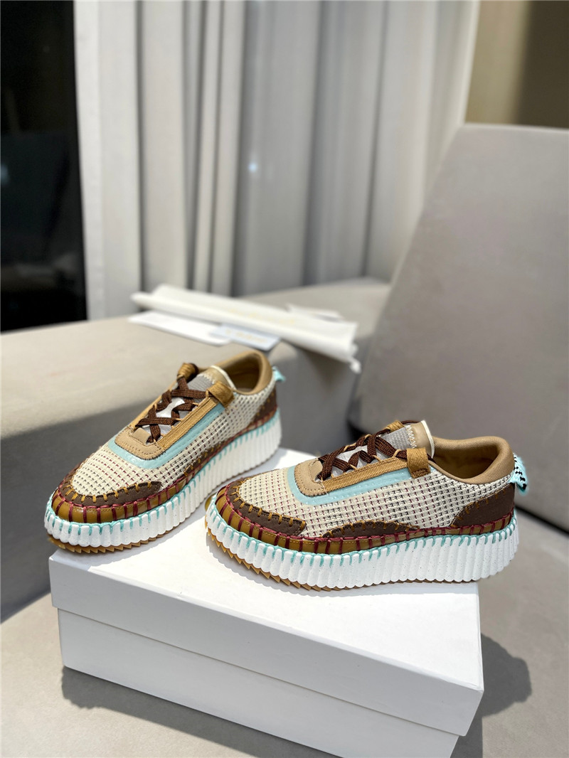 Chloé Lace-Up Rainbow Sneakers Brown