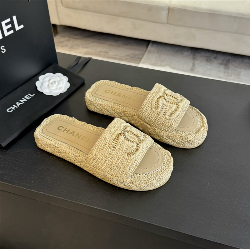 Ch**el crochet slide sandals in beige