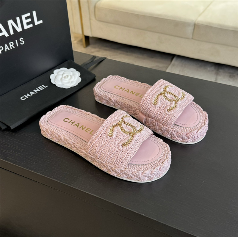 Ch**el crochet slide sandals in pink