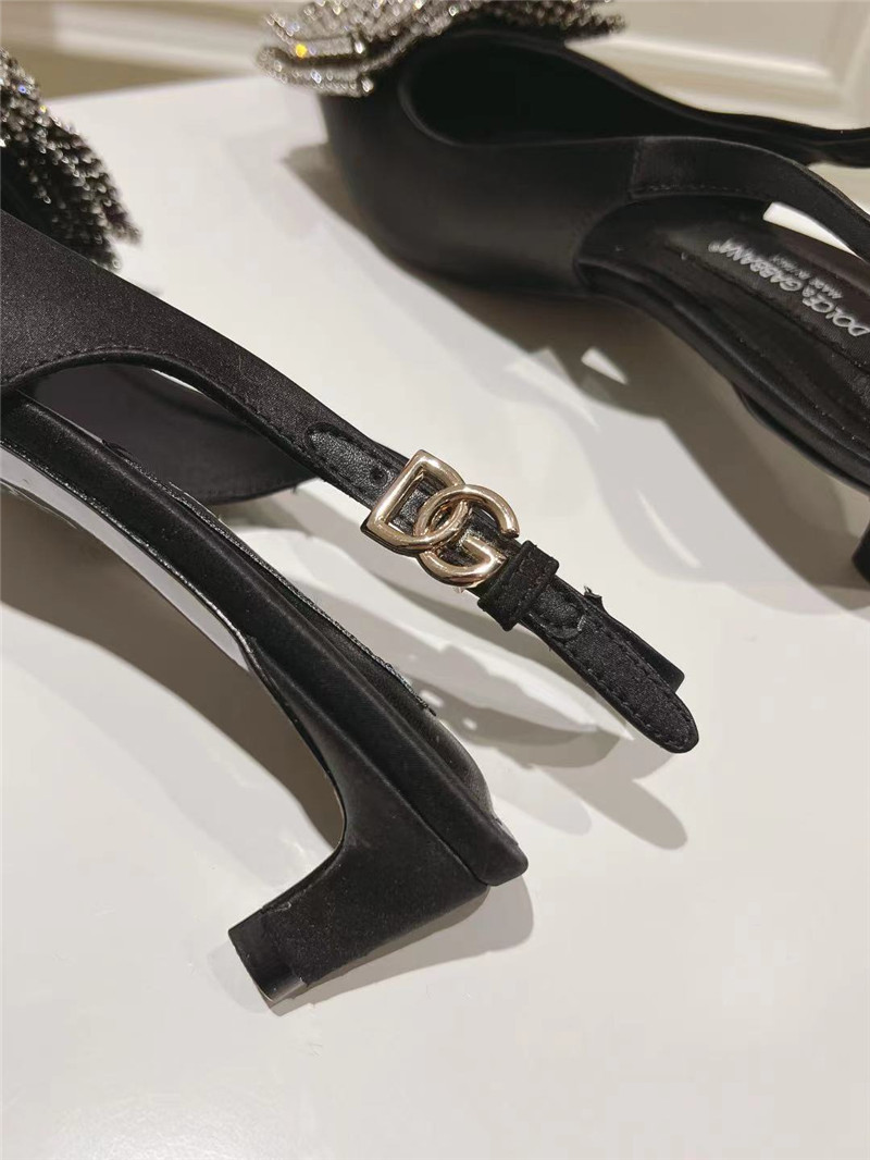 Dolce & Gabbana Satin Slingbacks with Rhinestones in Black