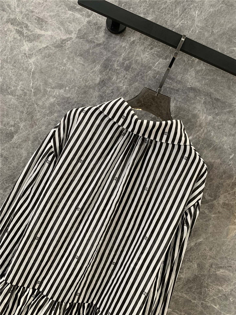 Ch**el lapel ruffle cake stripe dress replicas clothes